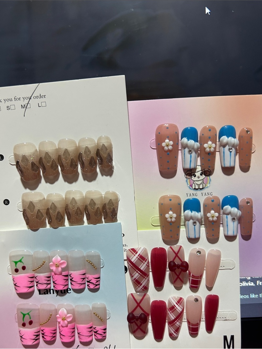 Variety Pack Press-On Nail Sets - Pink, Nude, Blue, Red